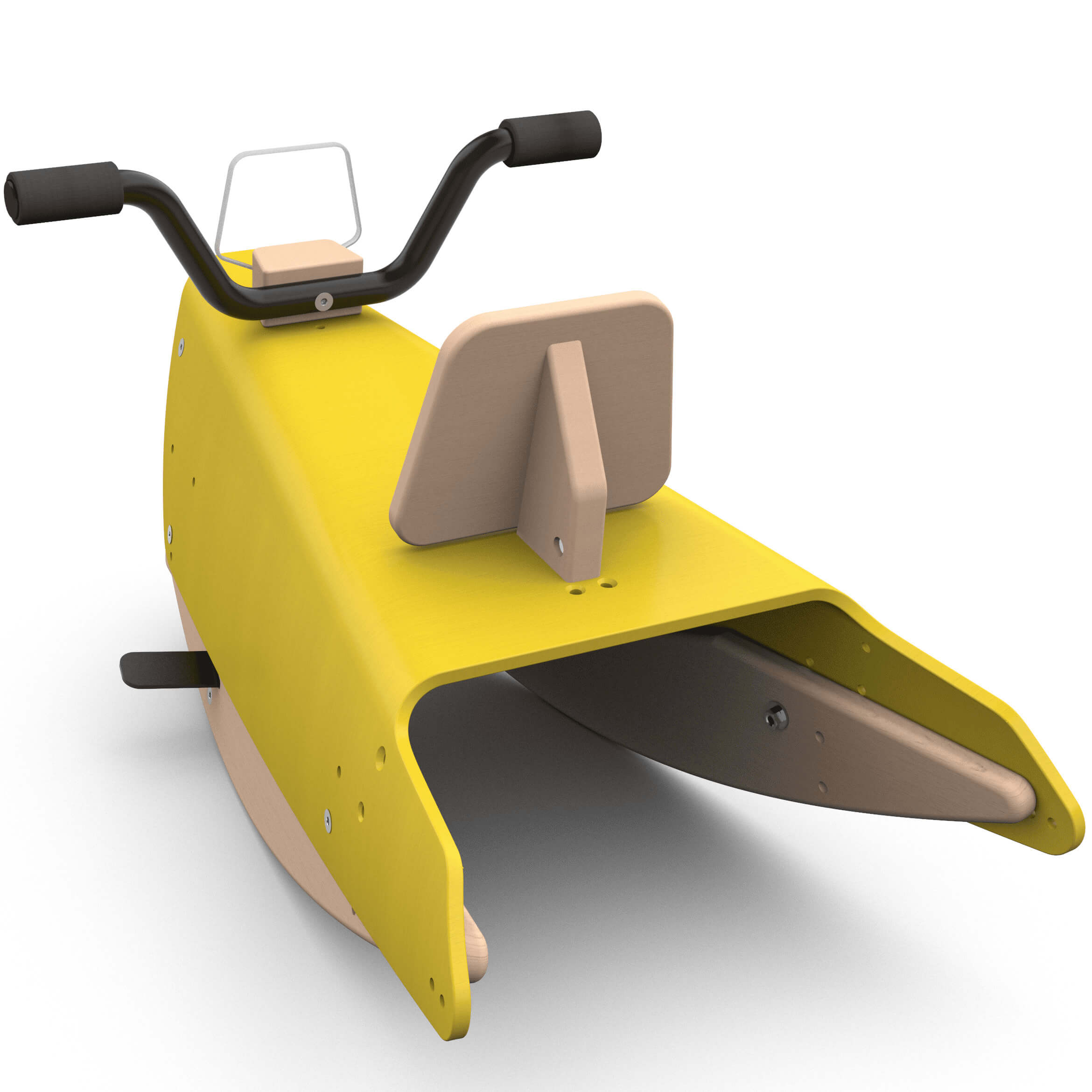 Moto à bascule en bois jaune